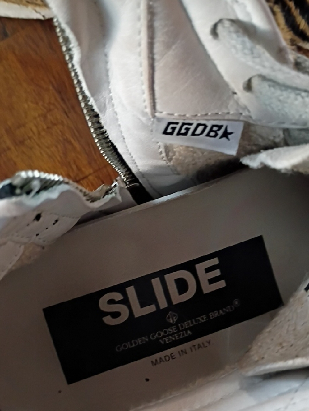 GGDB High-Top Sneakers in Beige, Black & Tan Zebra - Picture 6 of 6